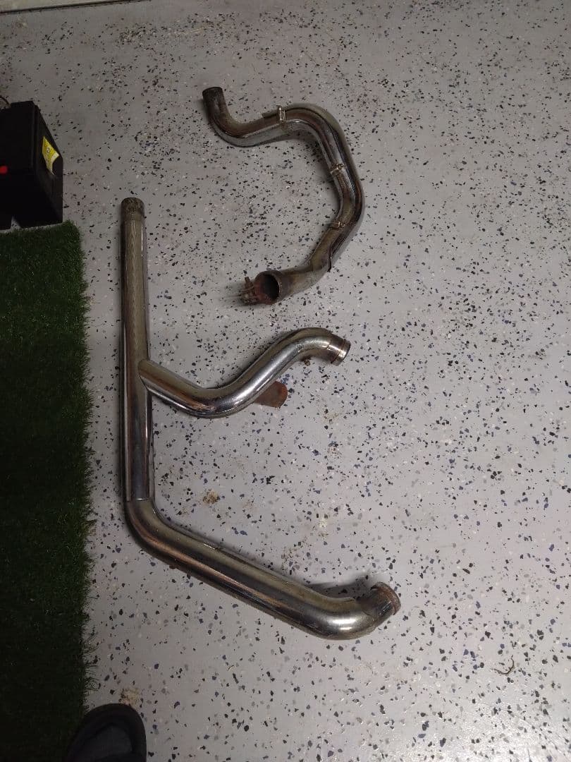 ハーレーFLSTCエボ２本出しマフラー エキパイ