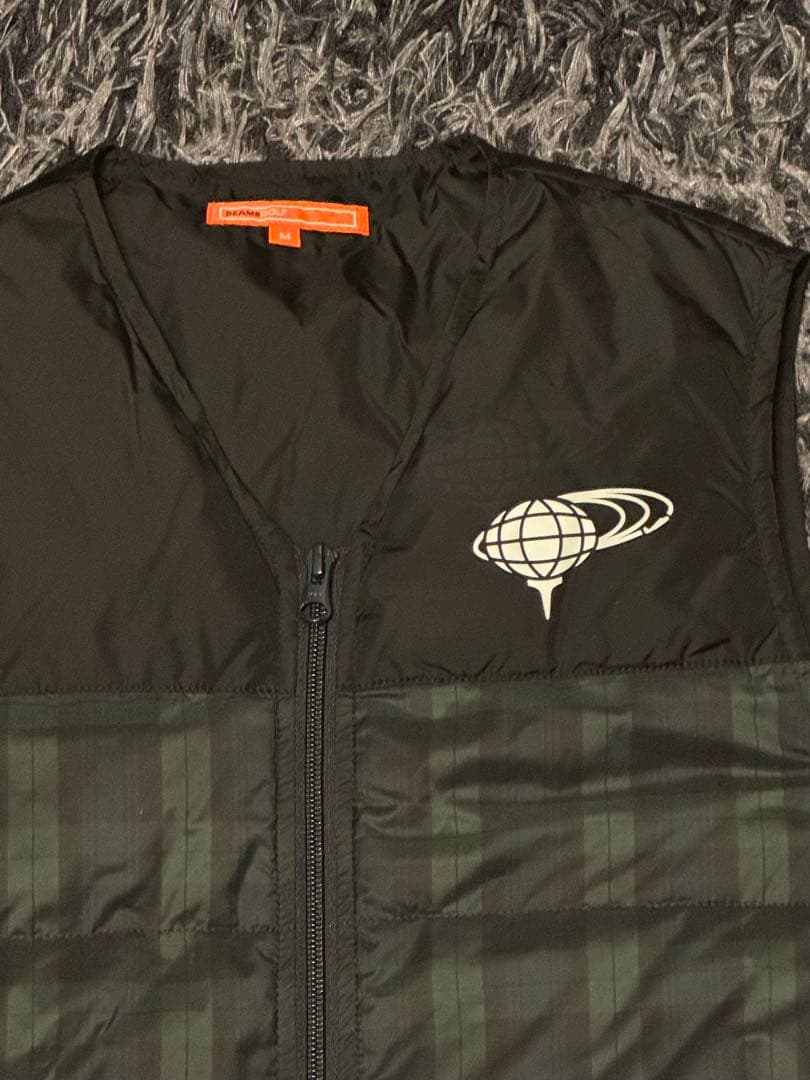 BEAMS GOLF ブラック/グリーンチェック ベスト