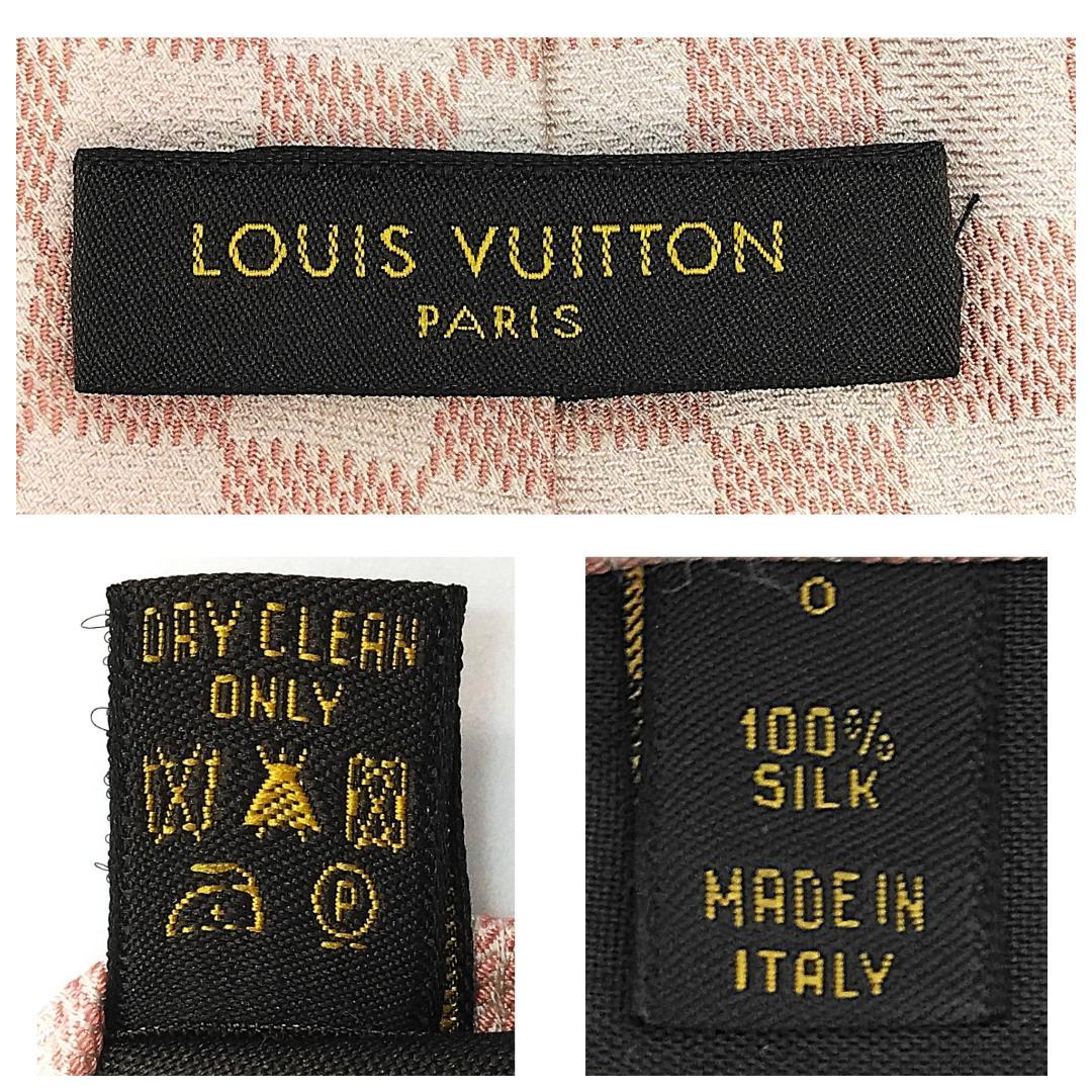 ルイヴィトン ネクタイ ダミエ 格子 スクエア ピンク 中古美品！(01105)