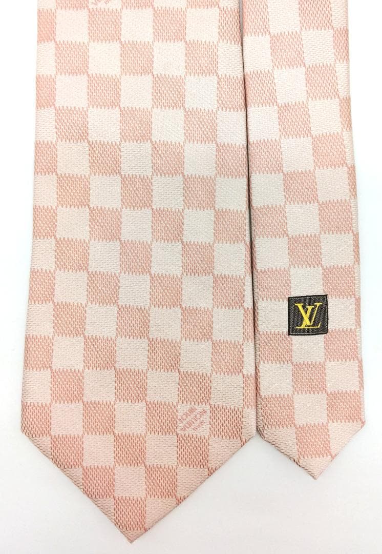 ルイヴィトン ネクタイ ダミエ 格子 スクエア ピンク 中古美品！(01105)