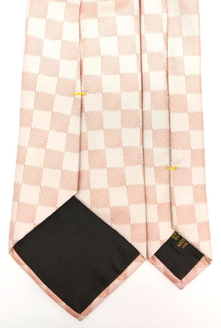 ルイヴィトン ネクタイ ダミエ 格子 スクエア ピンク 中古美品！(01105)