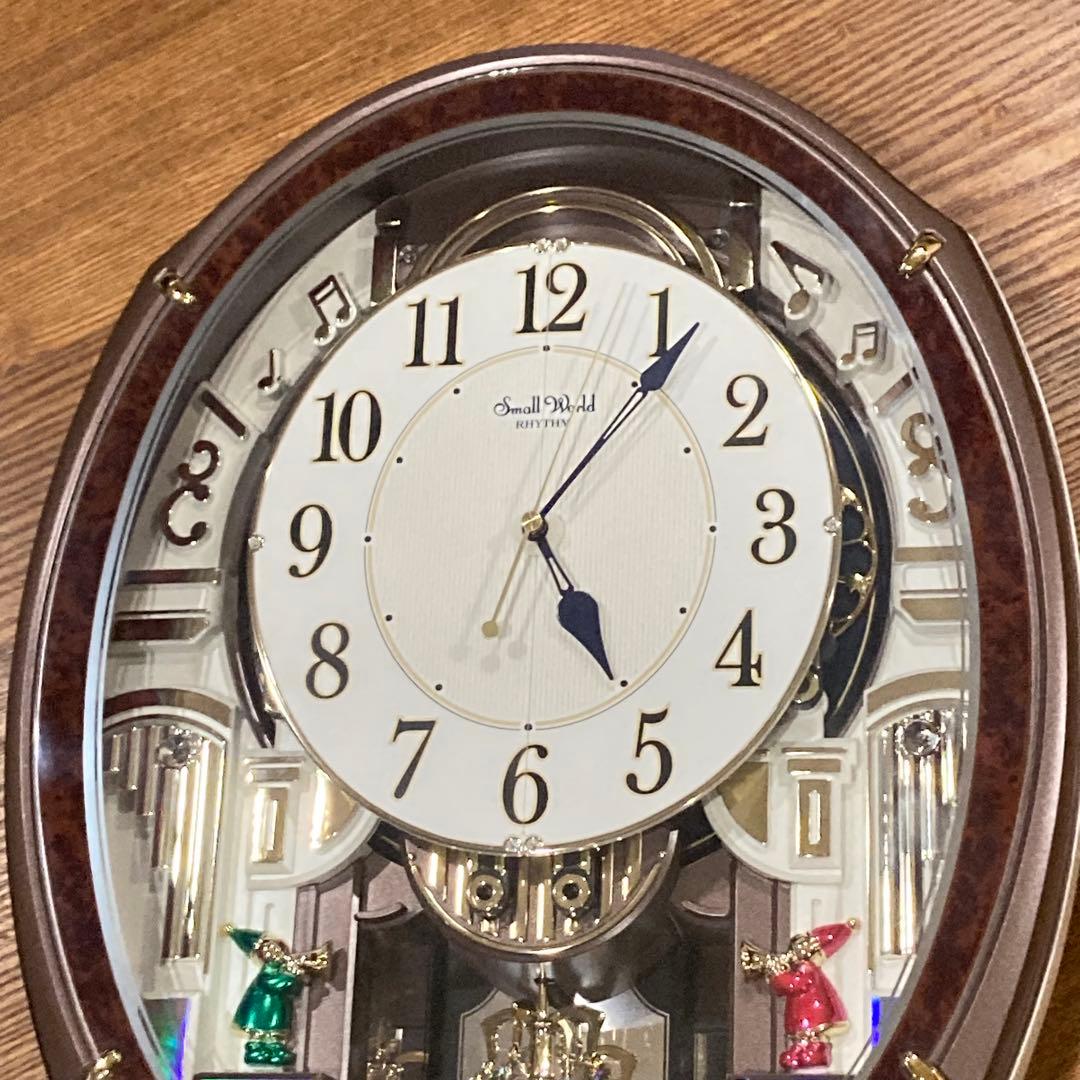 【美品】RHYTHMスモールワールドアルディ 4MN545RH23 からくり時計