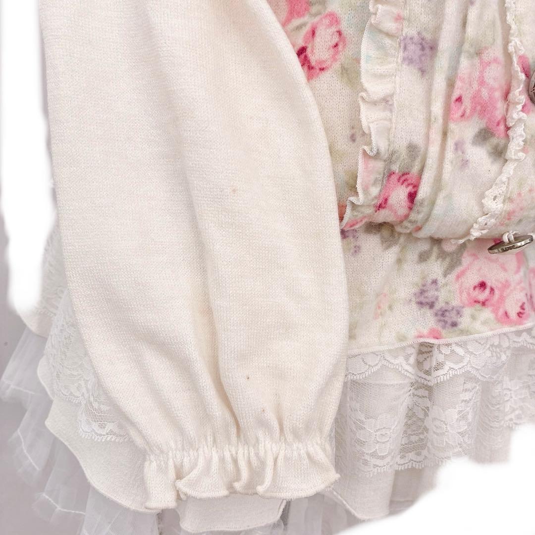 y2k LIZ LISA オフショル 花柄 ホルターネック 起毛　姫カジ　フリル