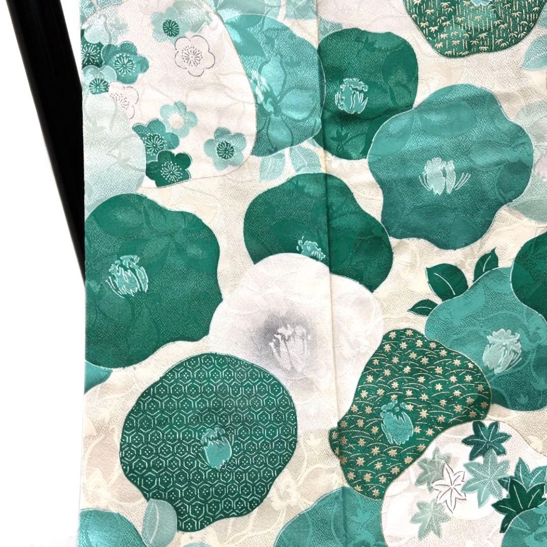 付け下げ　椿　金彩　梅　亀甲　楓　芝草　菊　花地紋　紋無し　着物　102b d