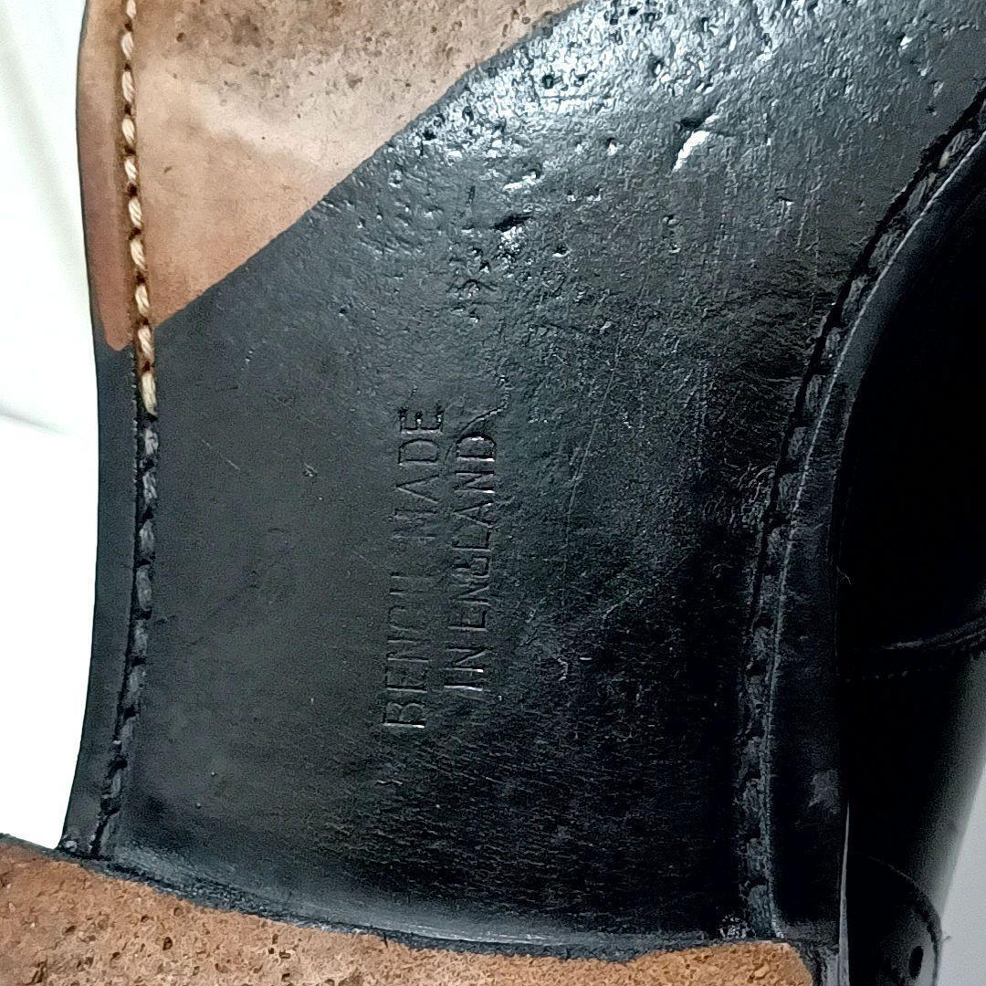 美品★CHEANEY　チーニー　ガラスレザー　外羽根　ストレートチップ　ブラック