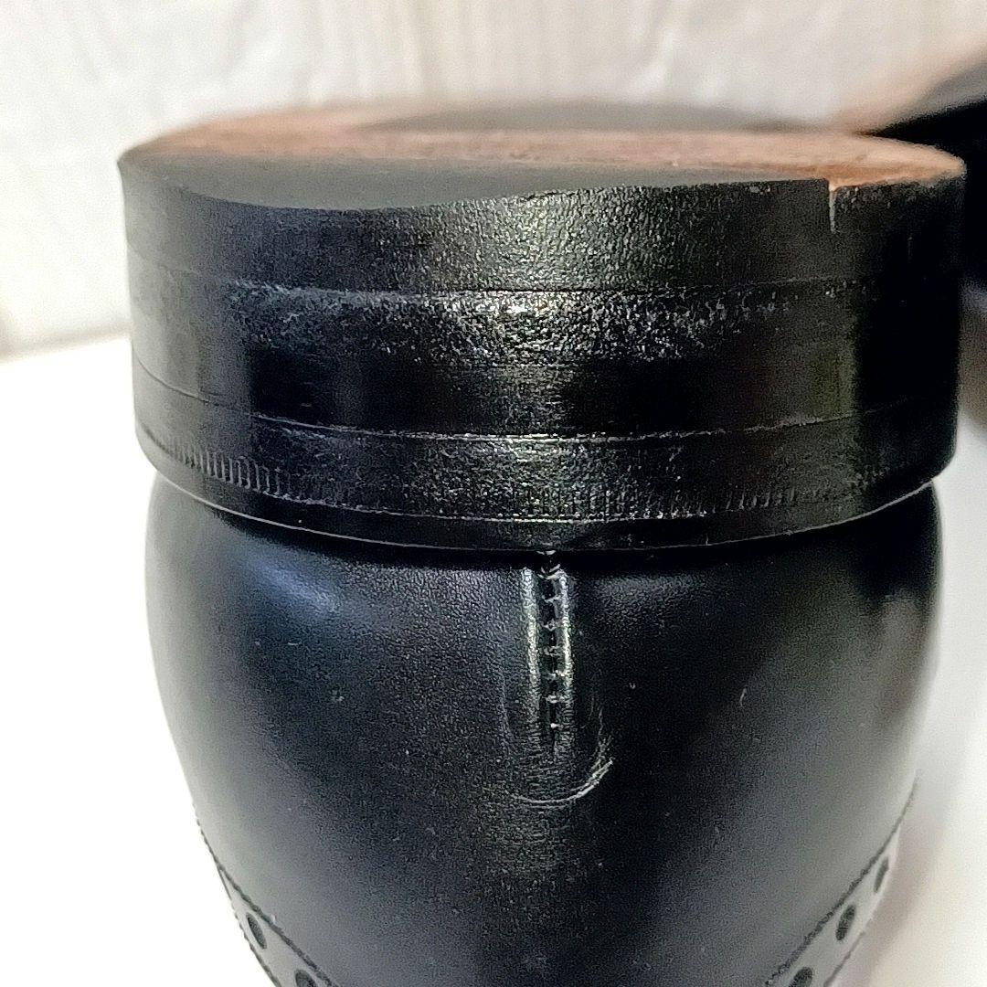 美品★CHEANEY　チーニー　ガラスレザー　外羽根　ストレートチップ　ブラック