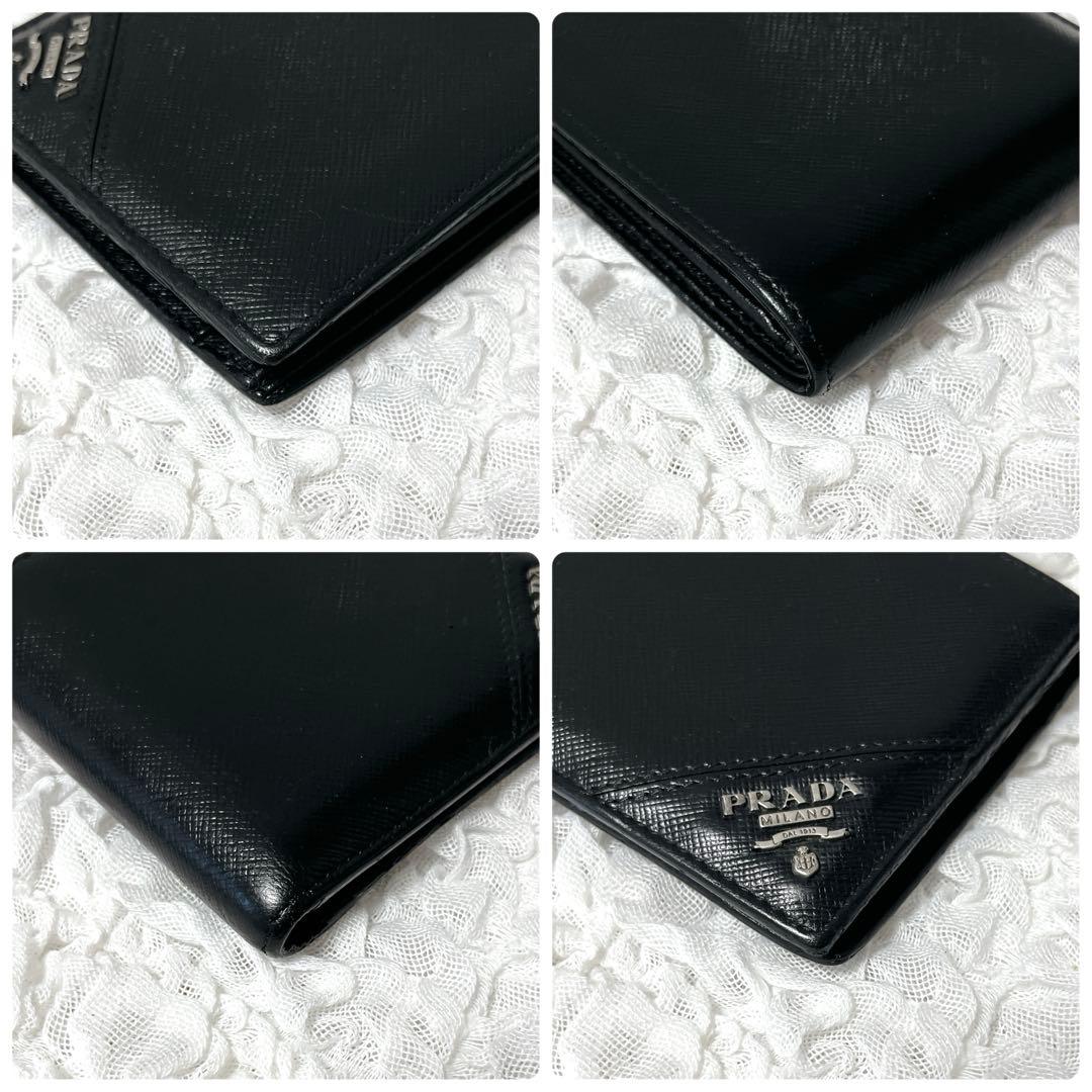 近年✨プラダ 二つ折り財布 コンパクト財布 小銭入れ付き サフィアーノレザー