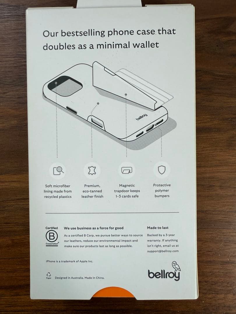 Bellroy ブラック iPhone16 ケース カード収納付き