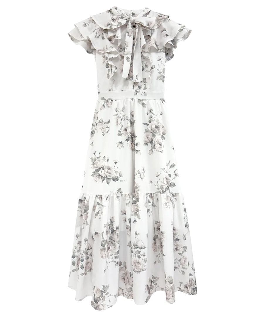 ロゼミューズ＊rose print flare dress