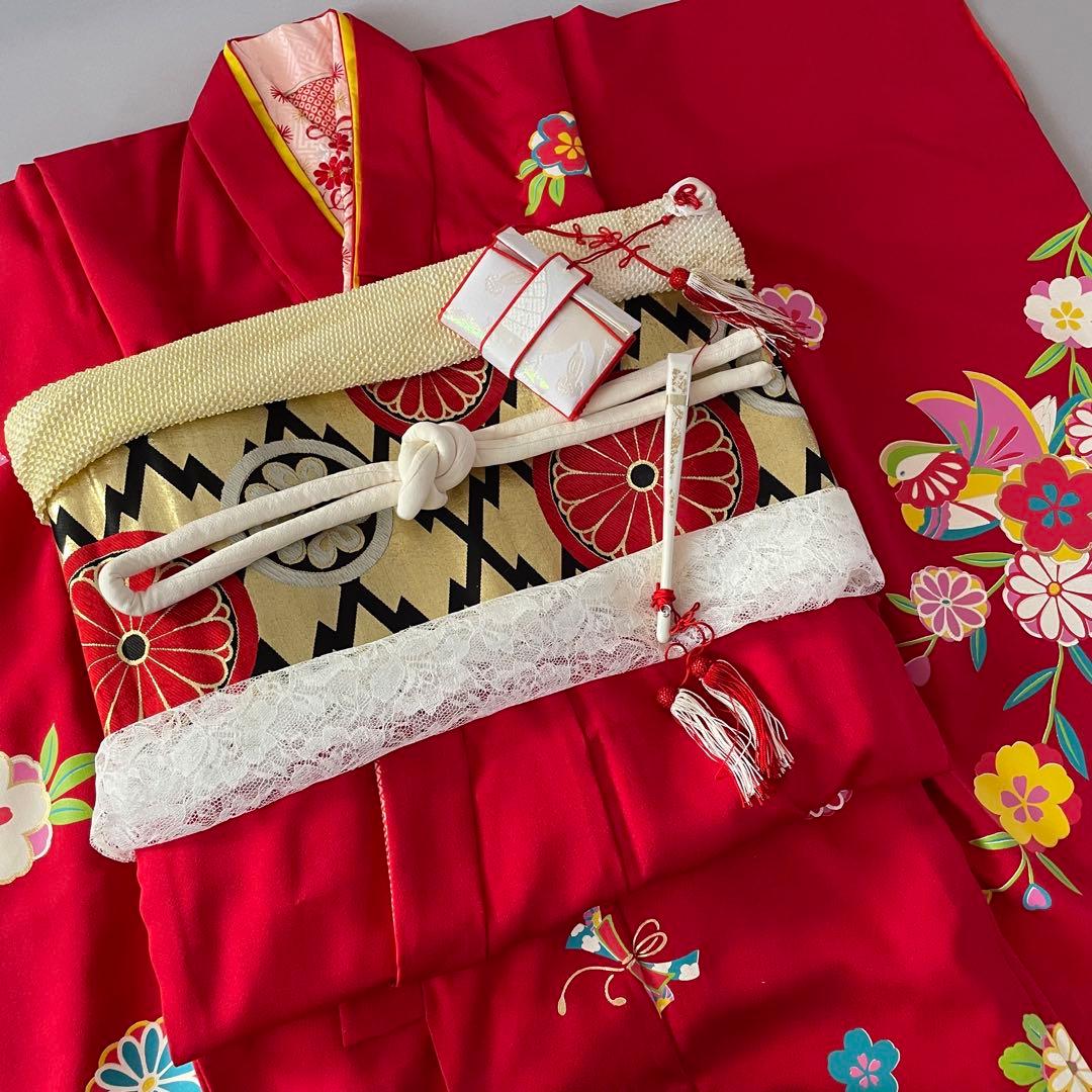 美品　七五三　大きめ7歳　8歳　正絹お着物セット　大四つ身