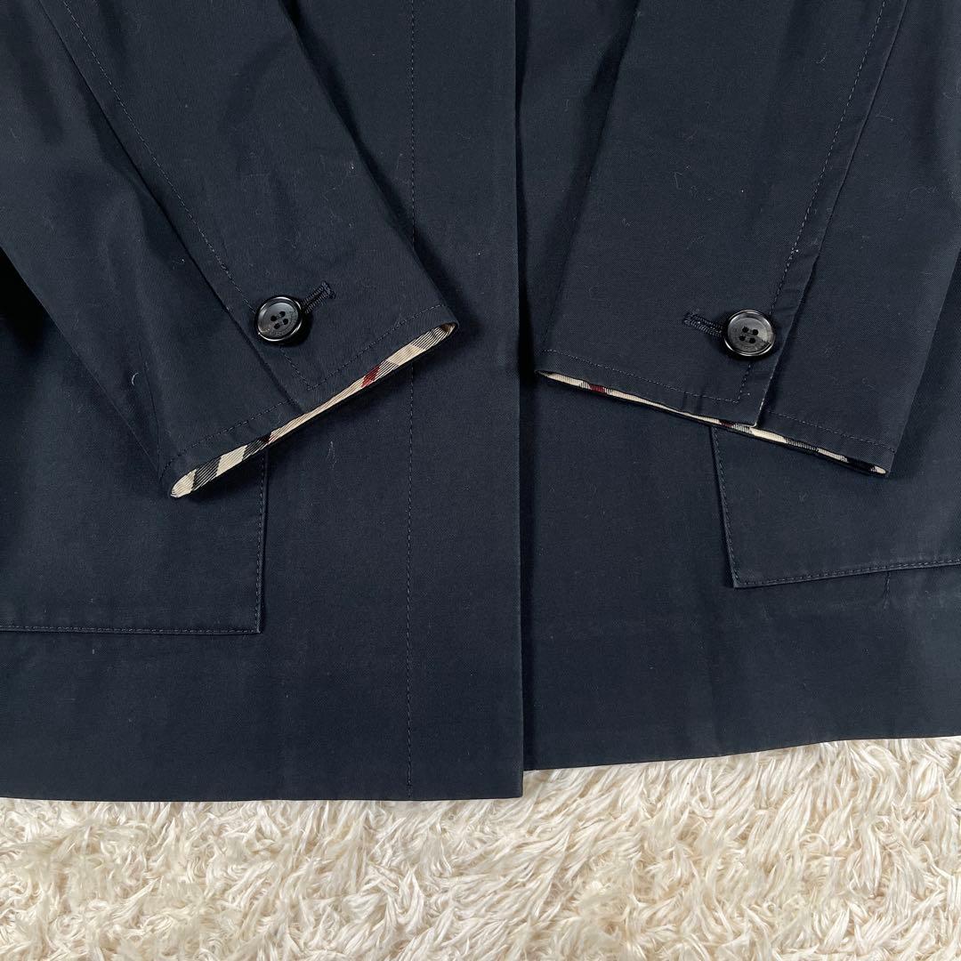 バーバリーロンドン ステンカラーコート ブラック ノバチェック 7 Sサイズ