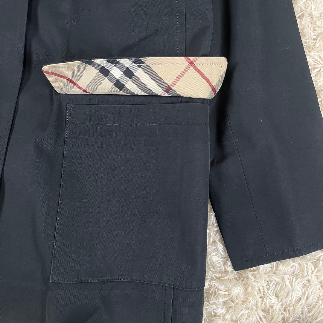 バーバリーロンドン ステンカラーコート ブラック ノバチェック 7 Sサイズ