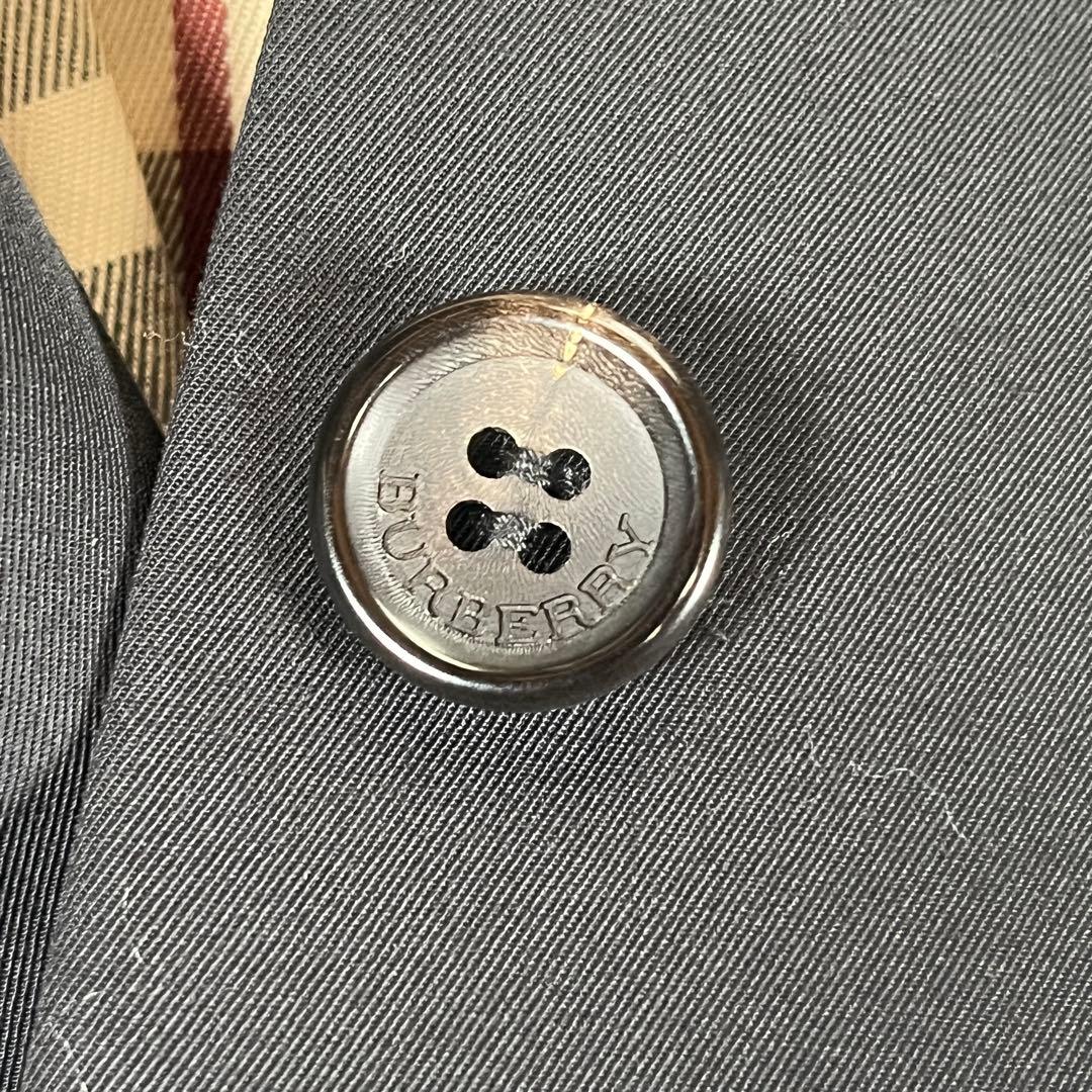 バーバリーロンドン ステンカラーコート ブラック ノバチェック 7 Sサイズ