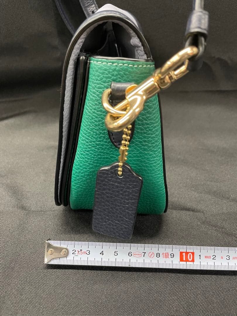 BA1【美品】COACH コーチ ショルダーバッグ レザー グリーン グレー