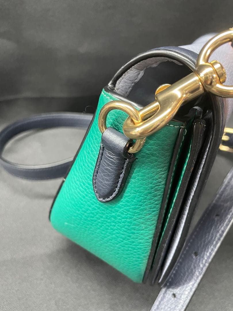 BA1【美品】COACH コーチ ショルダーバッグ レザー グリーン グレー