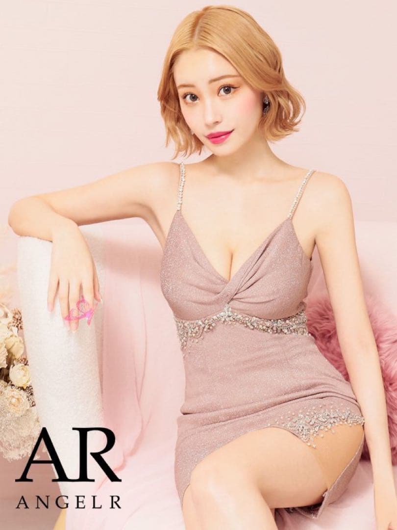 エンジェルR ラメ ビジュー付き タイトドレス