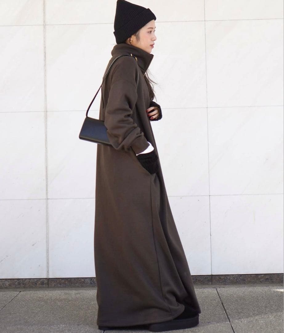 APSTUDIOウォームジップドレス ブラウン36 新品タグ付き