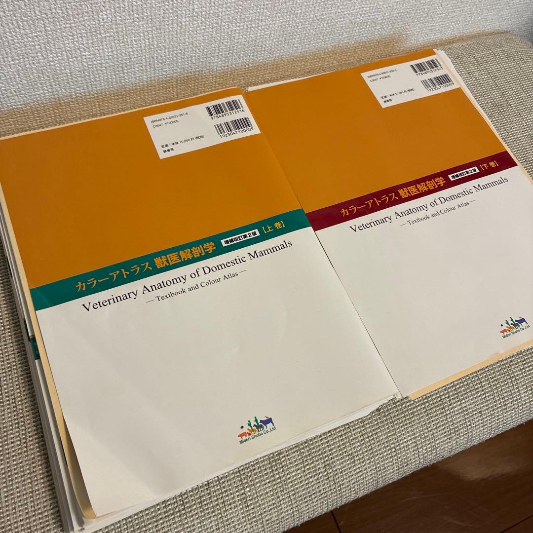 【裁断済】 カラーアトラス 獣医解剖学 第2版 上下巻セット