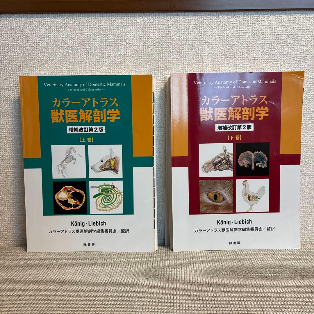 【裁断済】 カラーアトラス 獣医解剖学 第2版 上下巻セット