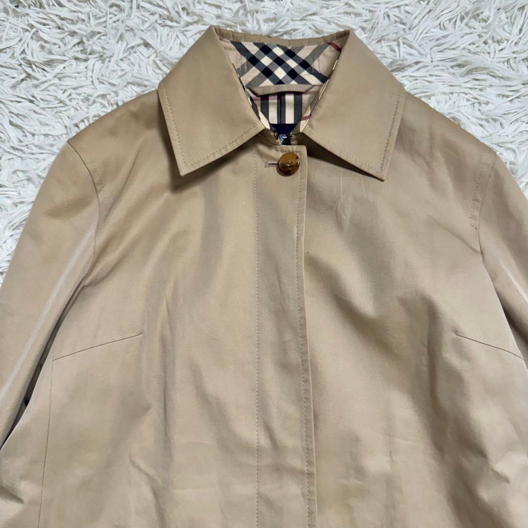 バーバリーロンドン　スプリングコート　ステンカラー　メガチェック　ベージュ　40