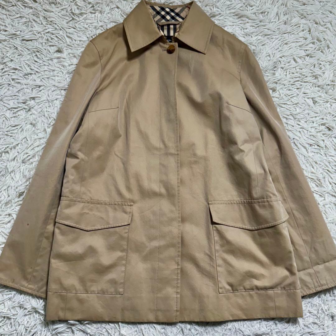 バーバリーロンドン　スプリングコート　ステンカラー　メガチェック　ベージュ　40