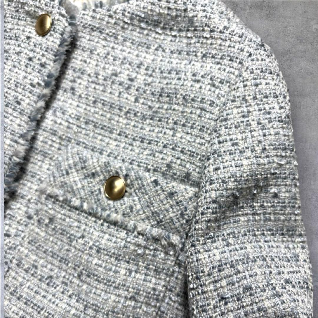 エニィスィス新品未使用ツイード金ボタンオケージョンノーカラージャケット
