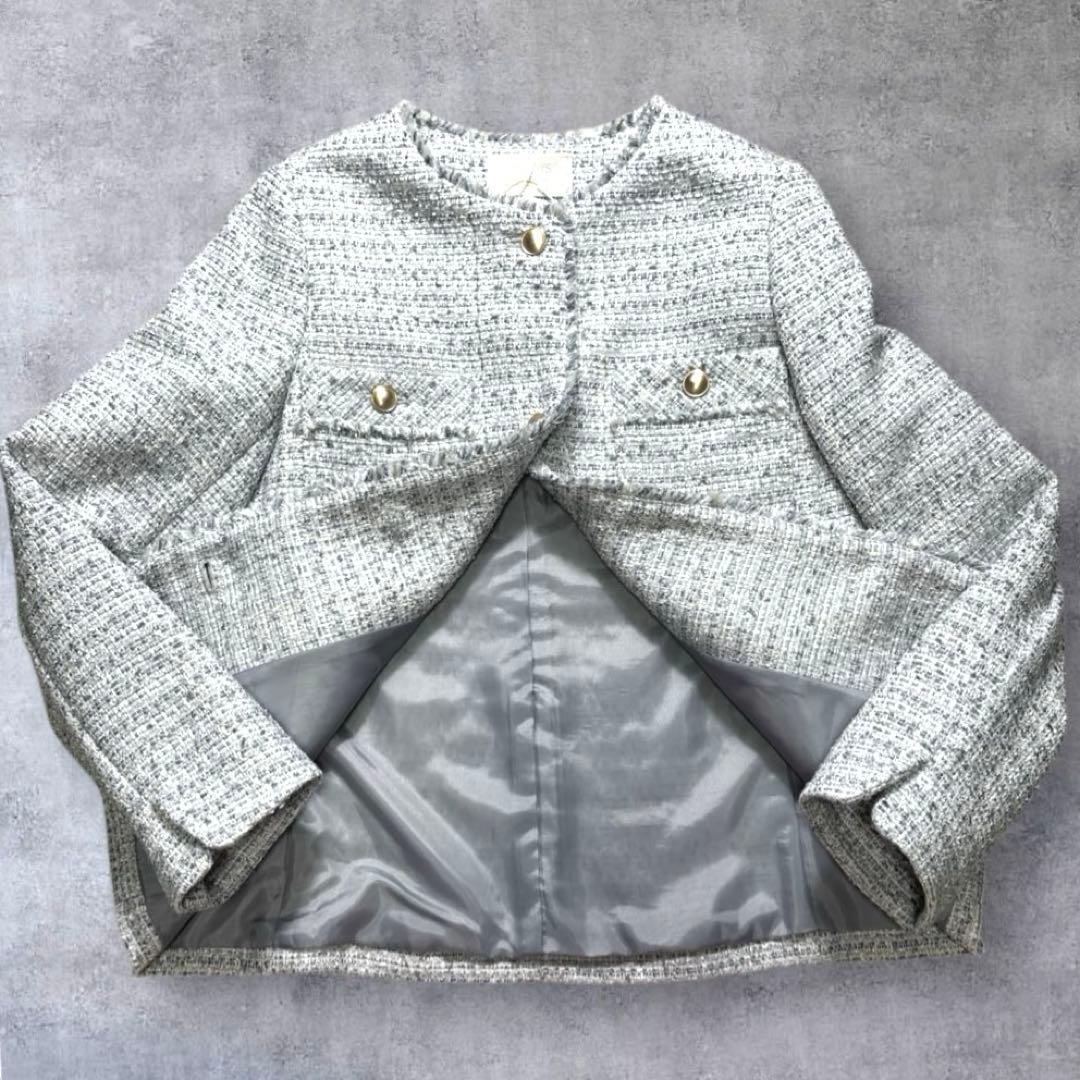 エニィスィス新品未使用ツイード金ボタンオケージョンノーカラージャケット