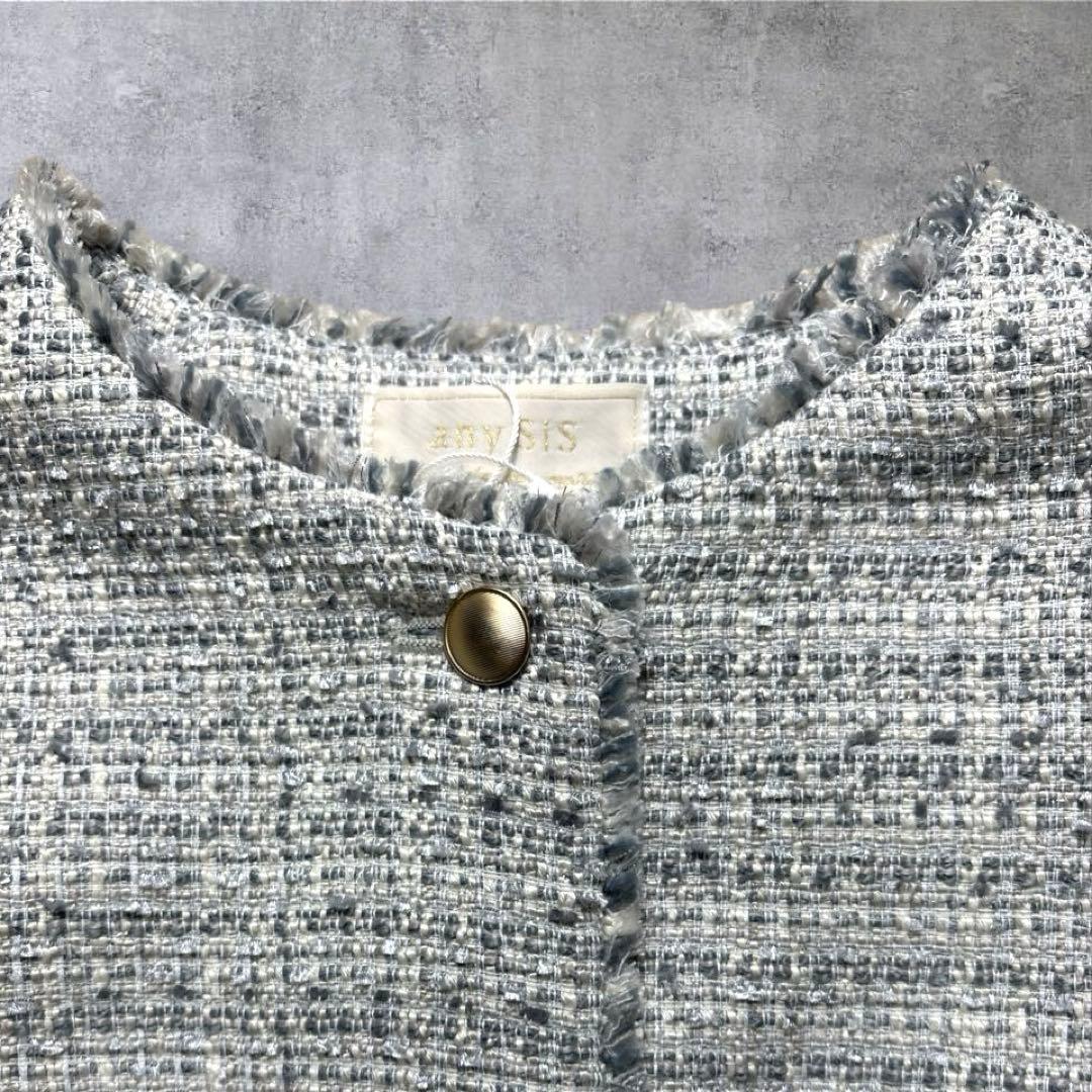 エニィスィス新品未使用ツイード金ボタンオケージョンノーカラージャケット