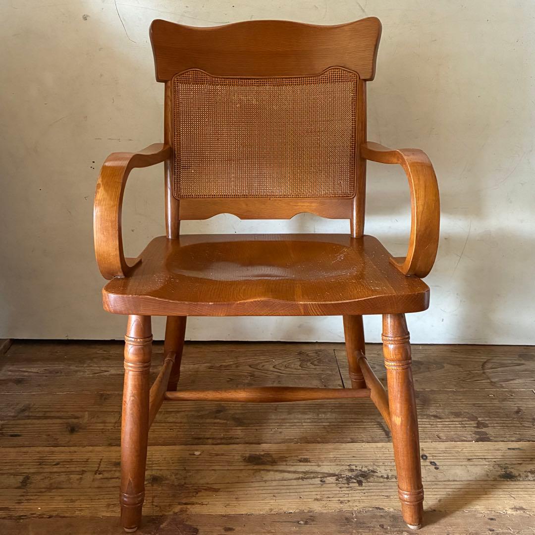 柏木工 ヴィンテージ ダイニング アームチェア ラタン B品 no3