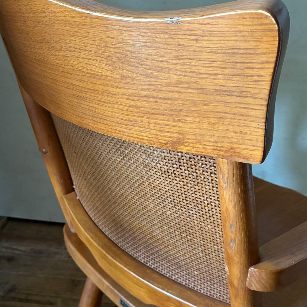 柏木工 ヴィンテージ ダイニング アームチェア ラタン B品 no3