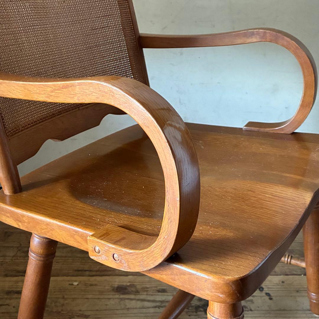 柏木工 ヴィンテージ ダイニング アームチェア ラタン B品 no3