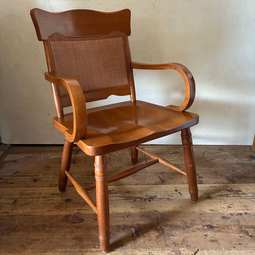 柏木工 ヴィンテージ ダイニング アームチェア ラタン B品 no3