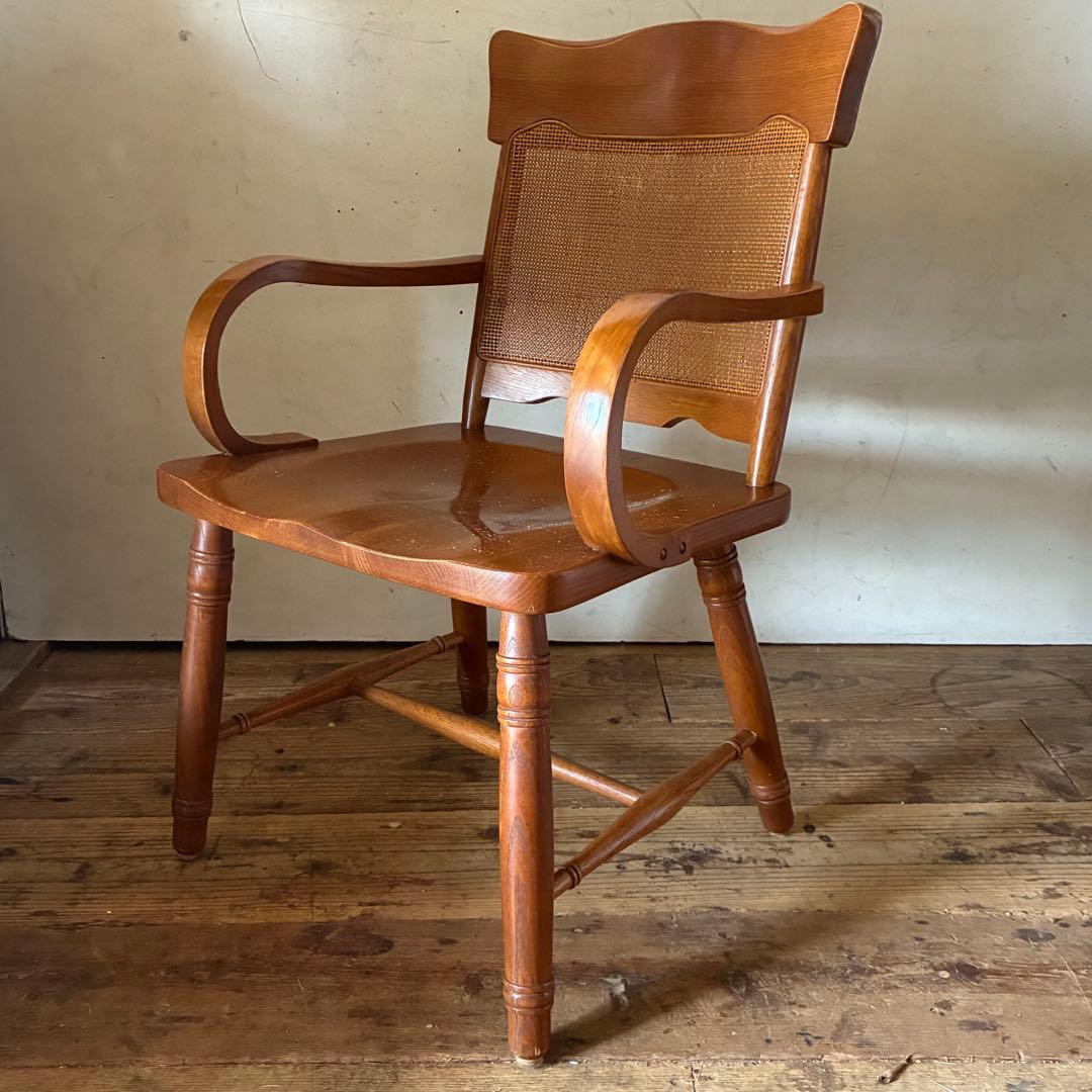柏木工 ヴィンテージ ダイニング アームチェア ラタン B品 no3