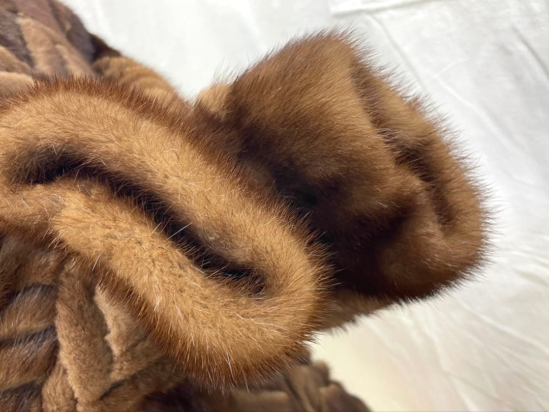 【S】ミンク ファー 毛皮 コート ブラウン ミドル丈