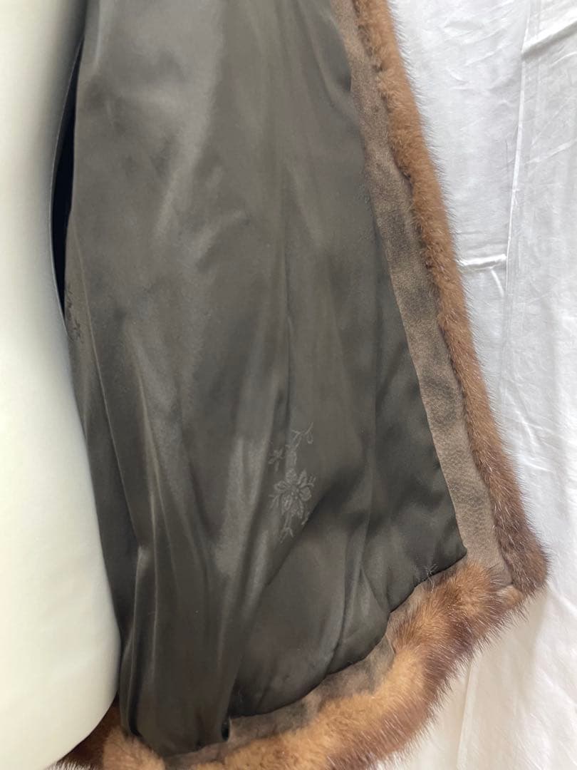 【S】ミンク ファー 毛皮 コート ブラウン ミドル丈