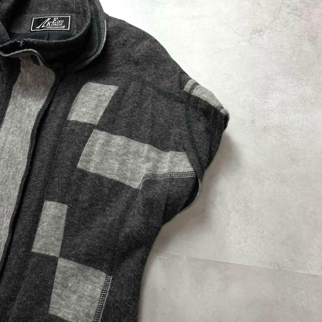 エイココンドウ ロングワンピース ジレ 半袖 グレー 黒 フレア アルパカ 42