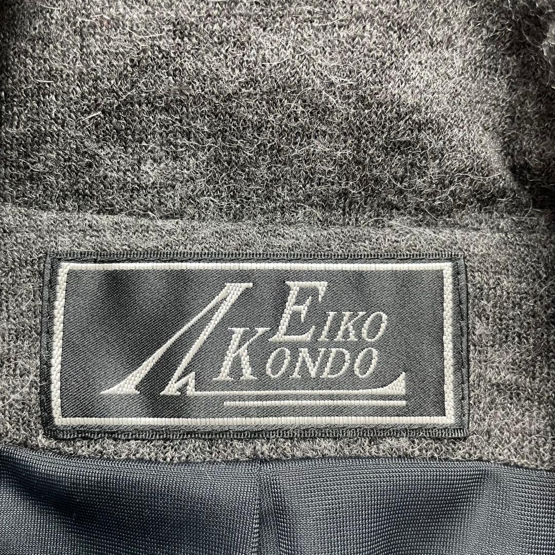 エイココンドウ ロングワンピース ジレ 半袖 グレー 黒 フレア アルパカ 42