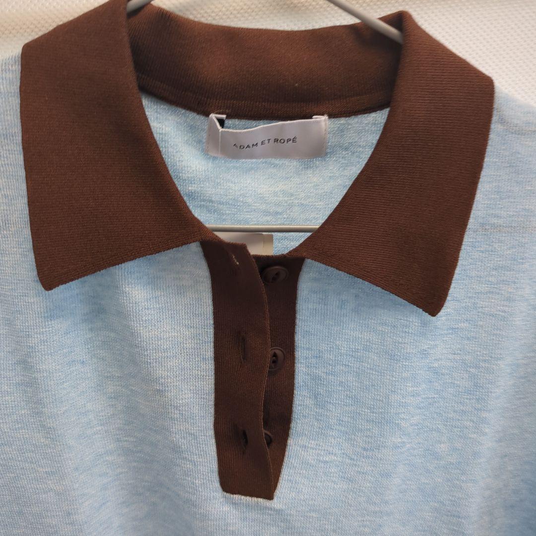 ADAM ET ROPÉ 半袖ポロシャツ サックス/ブラウン