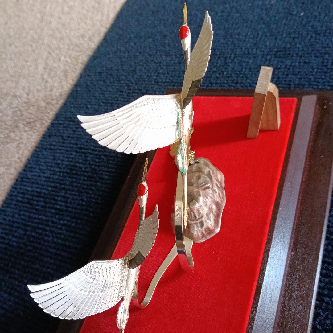 武比古作 純銀 鶴亀 置物 シルバー インテリア 縁起物