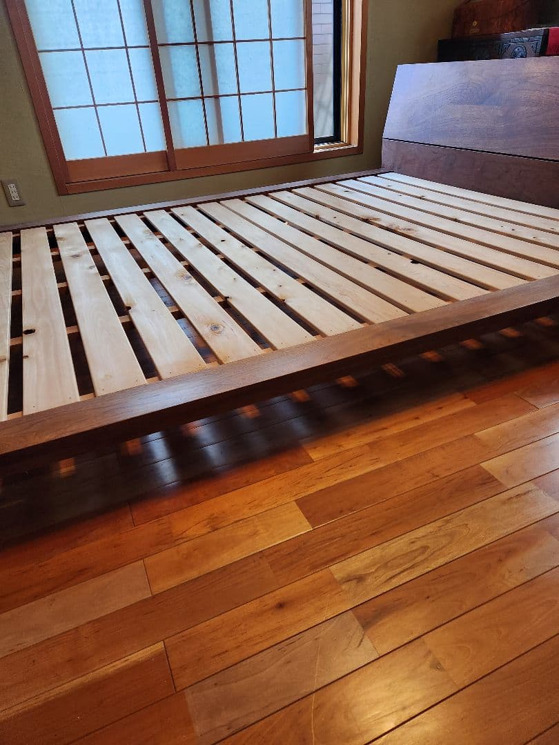 MASTERWAL モアレスベッドフレーム　ワイドダブル　ウオールナット