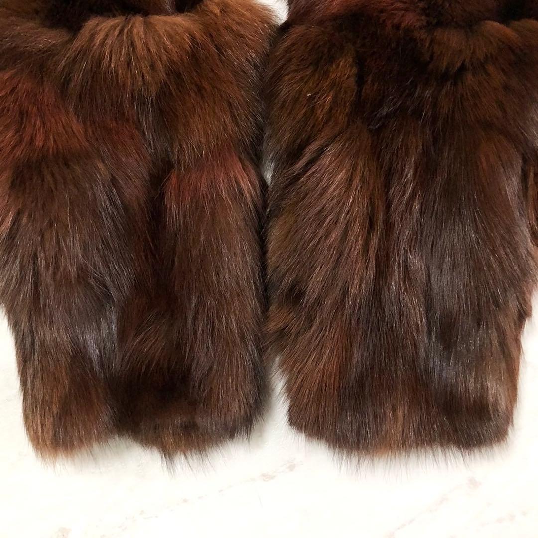希少✨染めフォックス 本毛皮 リアルファーコート ボリューム◎ ブラウン系