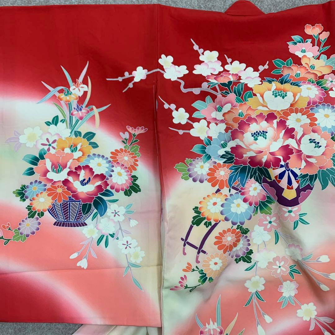 りゆり新品、最高級正絹産着京友禅手描き美術、特撰加賀五彩染、祝い四季花車