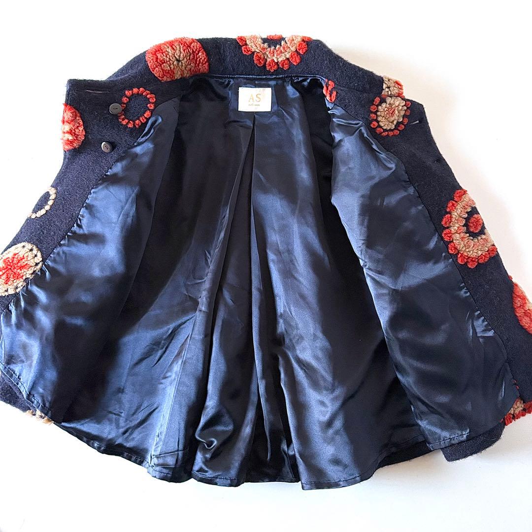 美品♡　定価4.8万円　アズノゥアズオオラカ　ウール　花柄　刺繍　コート