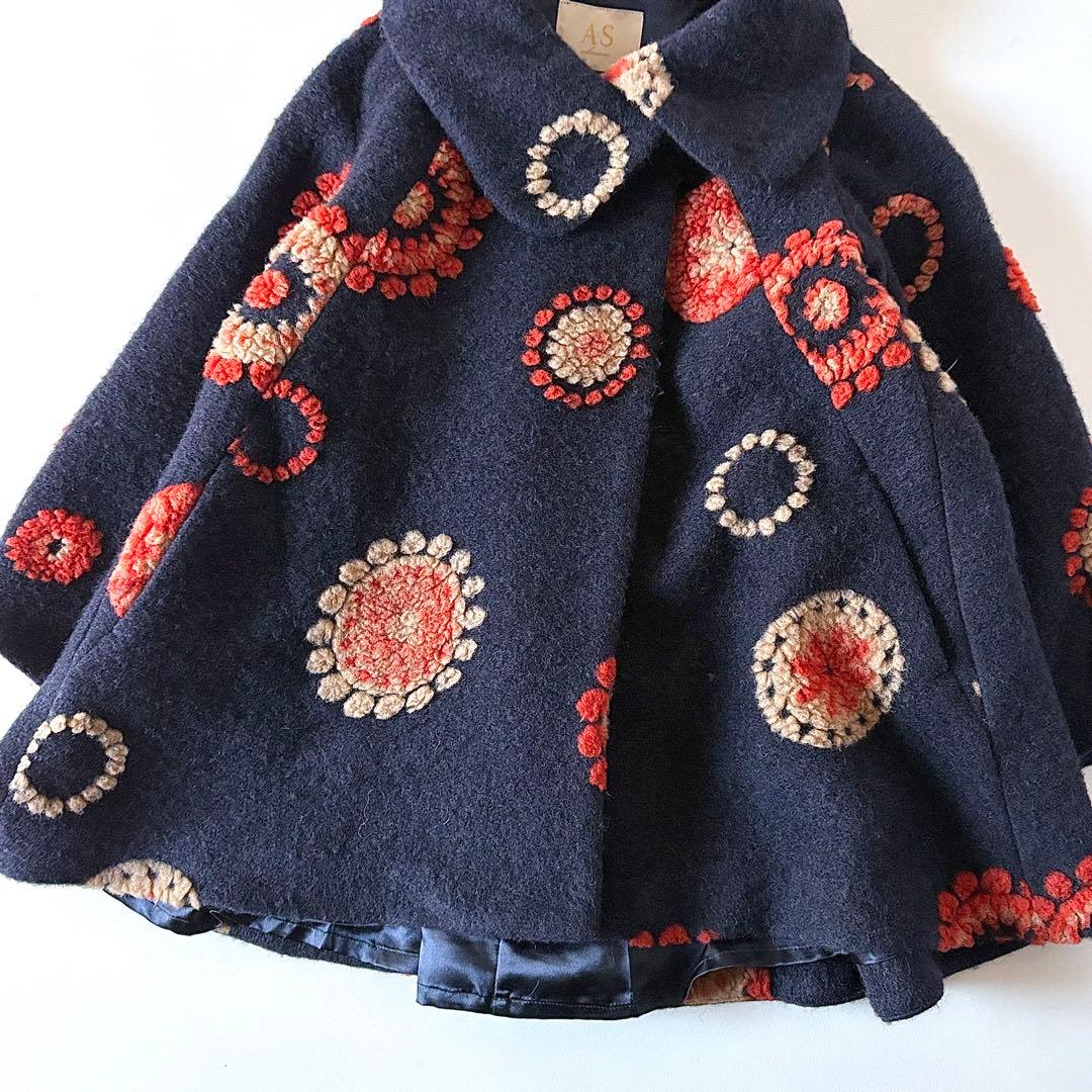 美品♡　定価4.8万円　アズノゥアズオオラカ　ウール　花柄　刺繍　コート