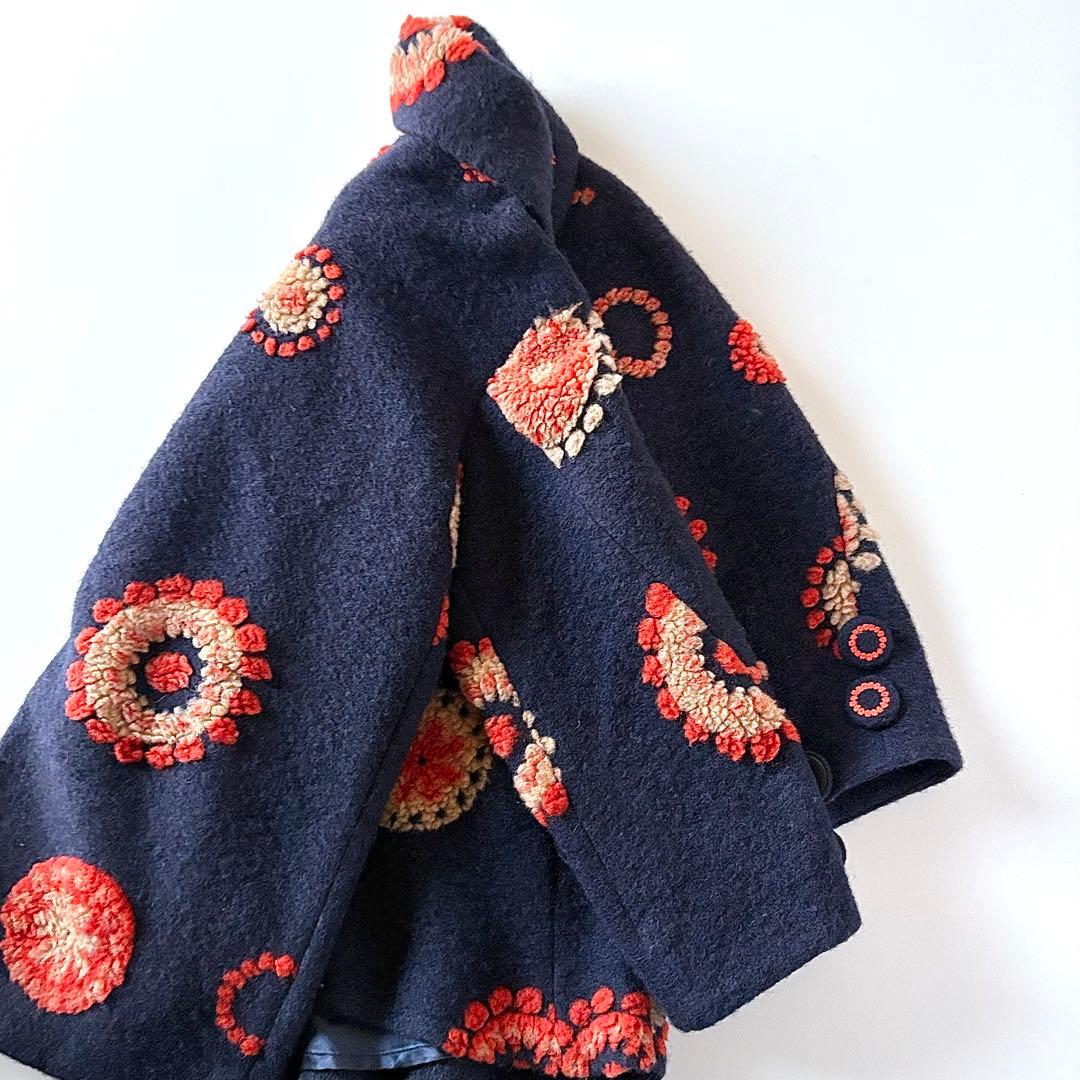 美品♡　定価4.8万円　アズノゥアズオオラカ　ウール　花柄　刺繍　コート