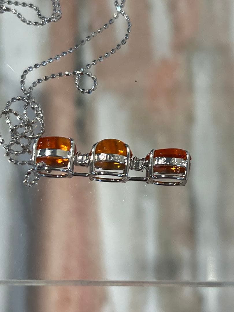 K18WG メキシコオパール2.42ct ダイヤ ネックレス　刻印あり