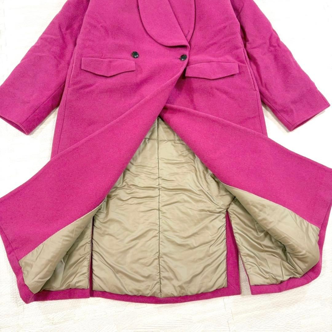 美品✨ホリデイ　近年モデル　ショールカラーフトンコート　ピンク　ウール