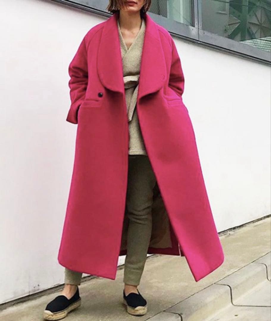 美品✨ホリデイ　近年モデル　ショールカラーフトンコート　ピンク　ウール