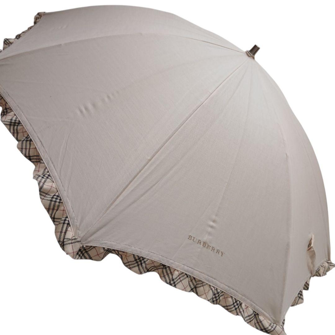 【BURBERRY】希少　オーロラ社製　フリル　ノバチェック　長傘　日傘
