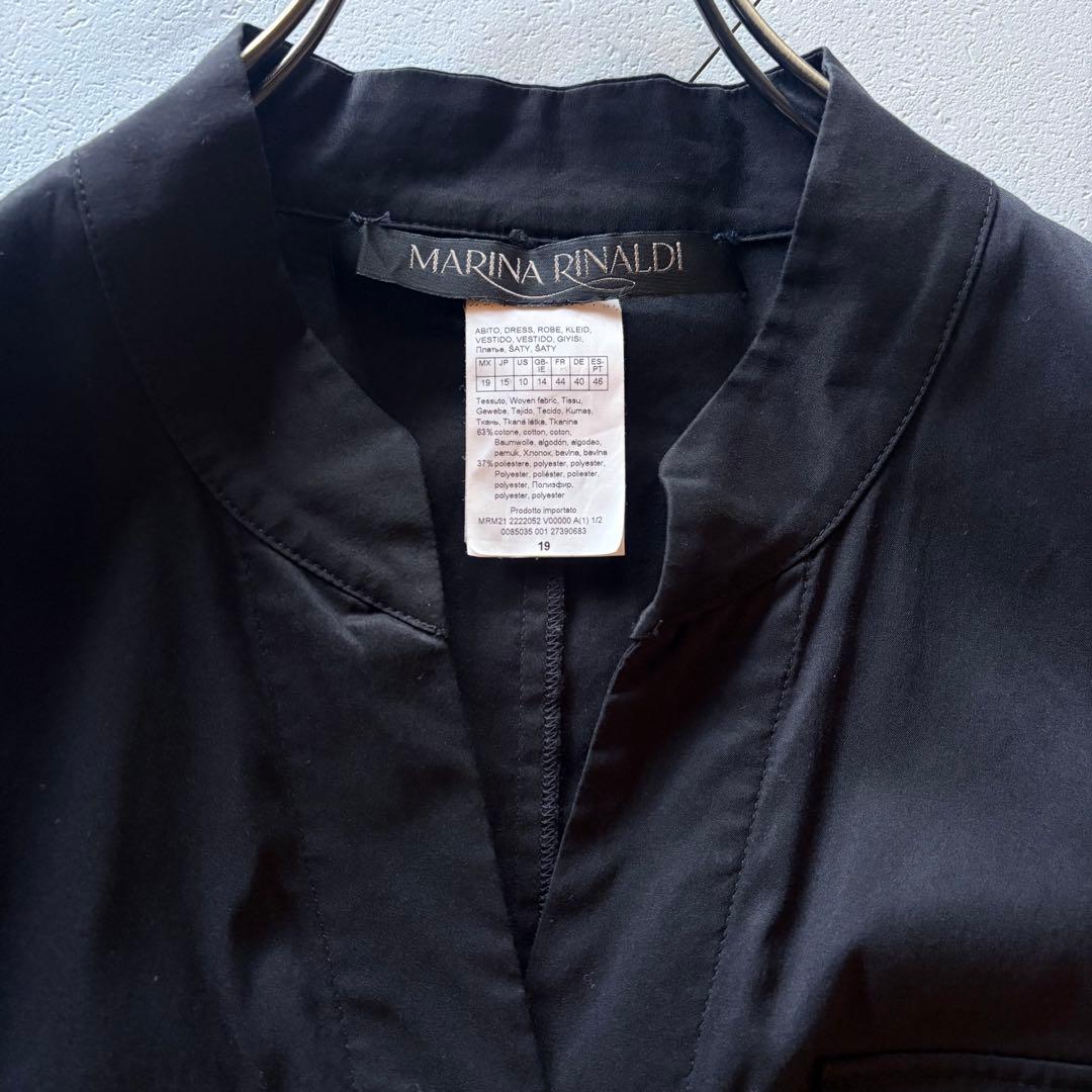 NO.3-139 MARINA RINALDI 46サイズ　黒ロングシャツワンピ